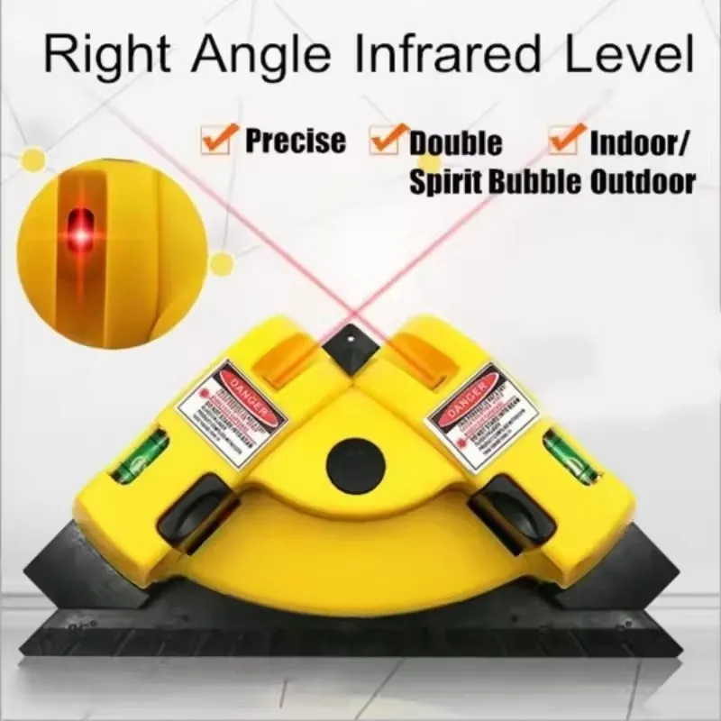 Right Angle 90 Degree Tiling & Perpendicular Laser Level Line Projection Square Level Laser with 2 Suction Cups for Installation