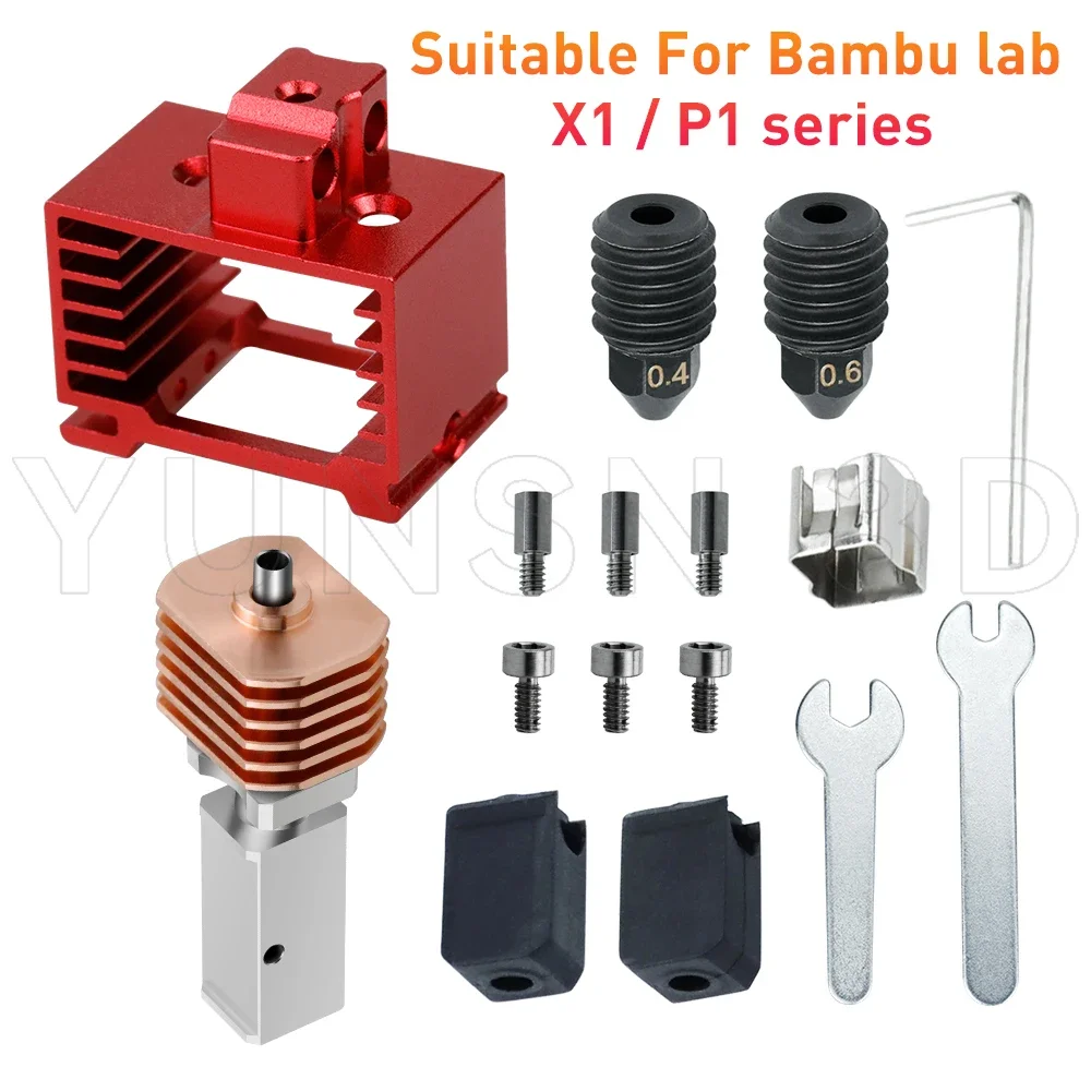 YUNSN 3D Für BambuLab P1S P1P X1 X1C Upgrade Hotend Kit Kühlkörper Throat TZ V3.0 Düse Druckkopf Thermistor 3D Drucker Zubehör 7