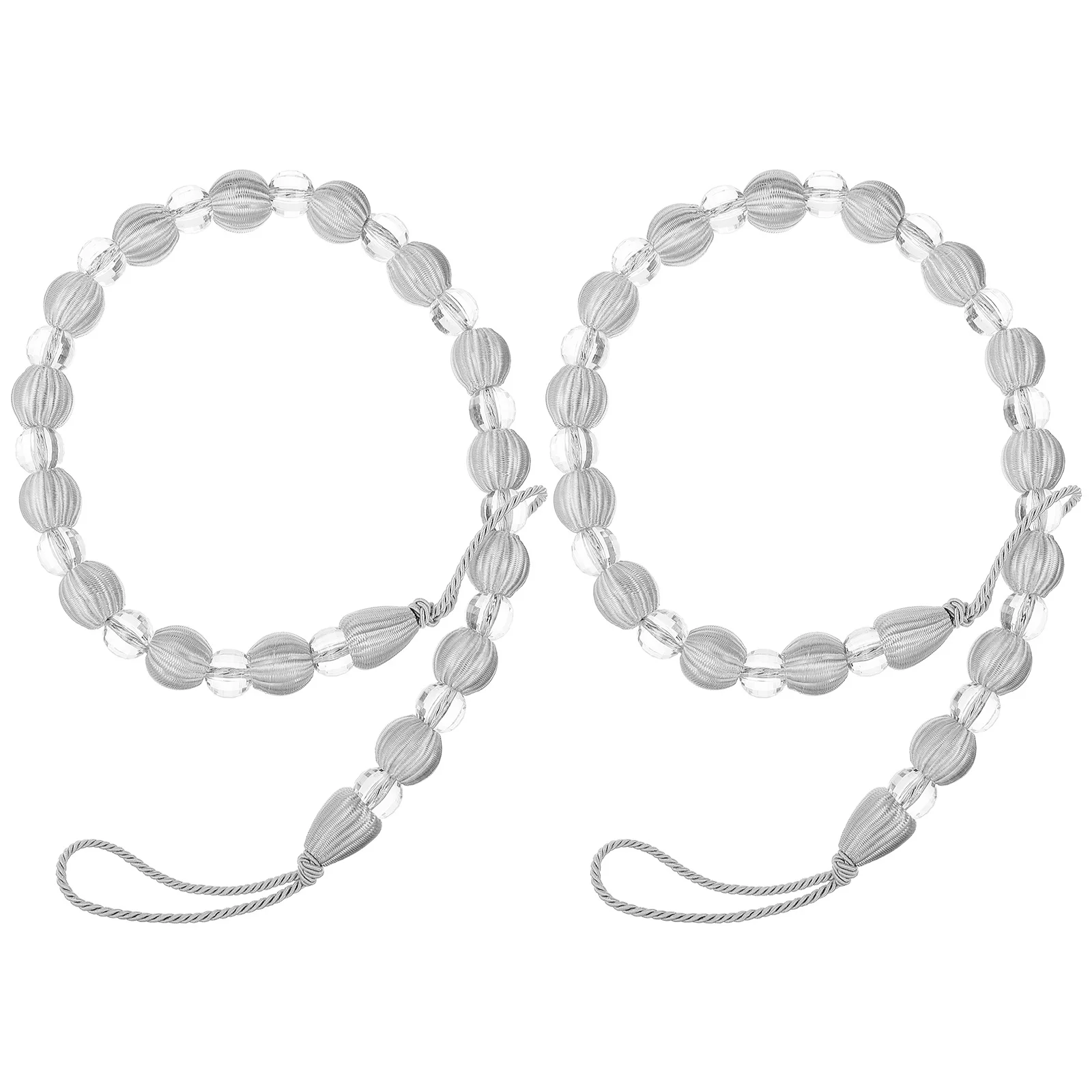 

2Pcs Crystal Bead Curtain Tiebacks Silver and White Acrylic Drape Holdbacks for Lightweight Heavy Curtains Decorative Window