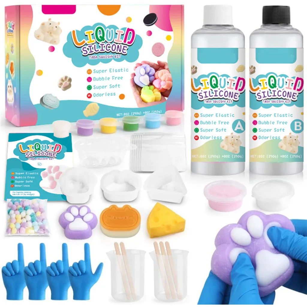 1Set Super Soft Mud Gel Set, DIY Cat Paw Modeling Compound, 1:1 AB Fast Curing Mix, Liquid Gel for Craft Mold, Home DIY Art Supp