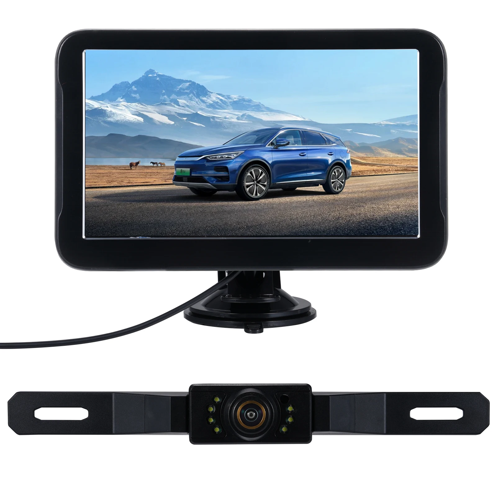 كاميرا الرؤية الخلفية المقاومة للماء مع شاشة IPS مقاس 7 بوصات، وكاميرا احتياطية للرؤية الليلية AHD، 150 °   خطوط توجيه واسعة الزاوية وقابلة للتعديل