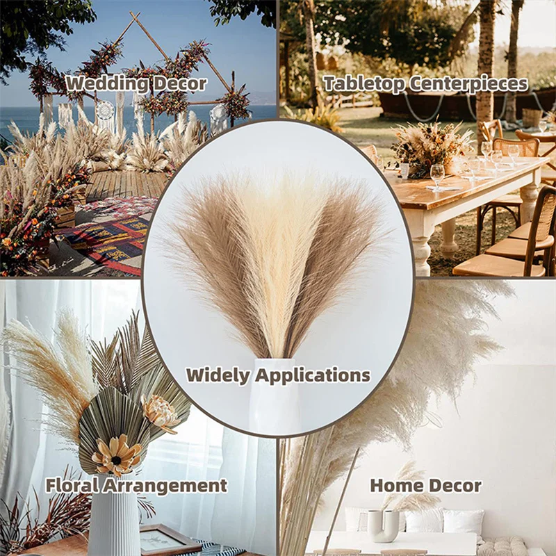 55CM 10PCS Puszysta trawa pampasowa Boho Decor Flower Fake Plant Reed Simulated Wedding Party Home Decoration Sztuczne kwiaty