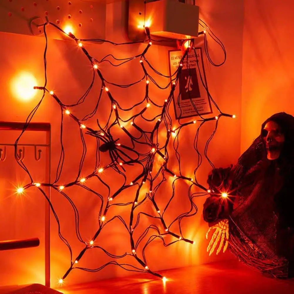 

Led Spider Web Decoration Halloween Led Lights Spooky Halloween Spider Web Lights with Remote Control for Multiple for Haunted