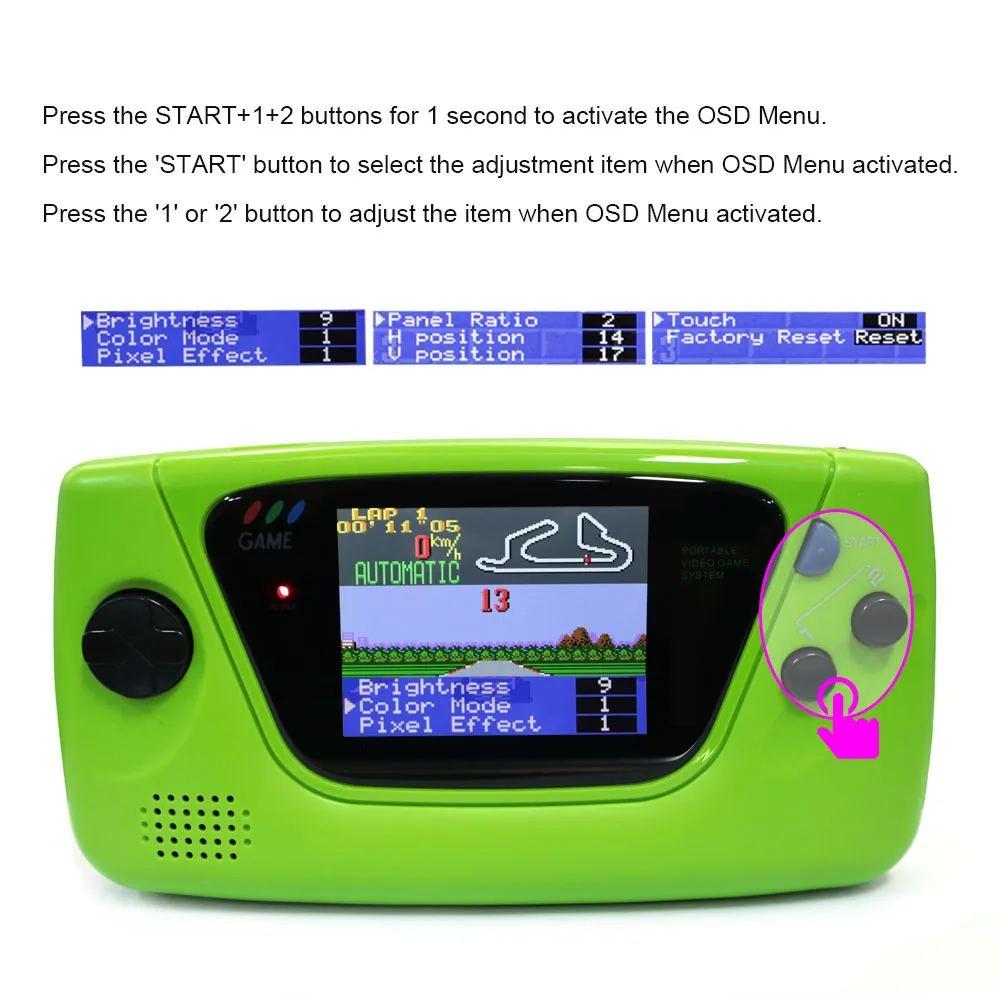 3.5 بوصة لـ SEGA Game Gear مغلفة HD Retro Pixel IPS LCD Kit مع غلاف مخصص سهل التركيب لوحدة التحكم SEGA GG #6