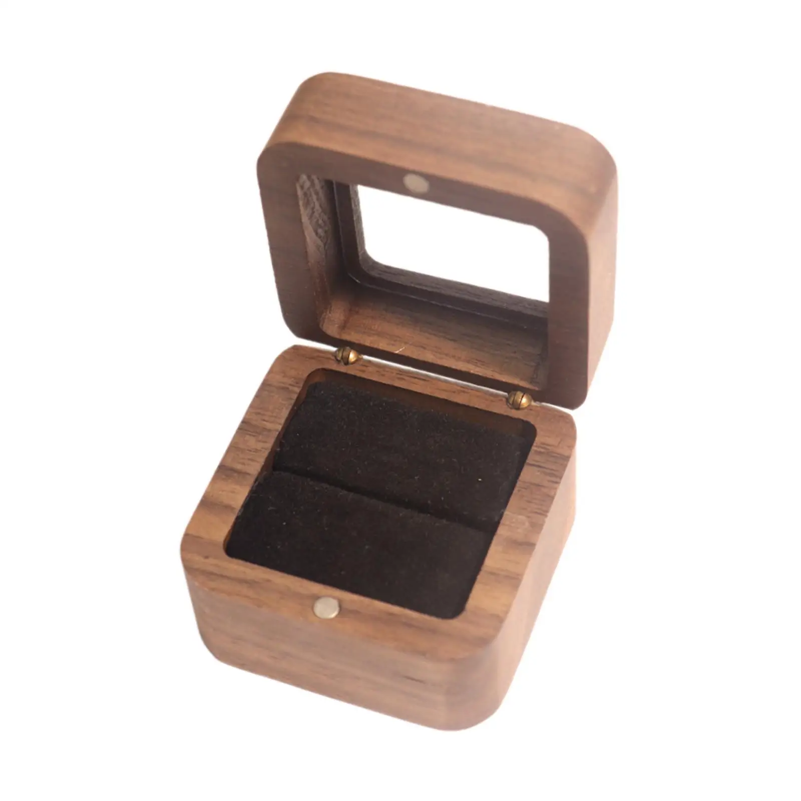 Wooden Ring Box Gift Box with Clear Lid Small Rustic Trinket Box Wedding Ring