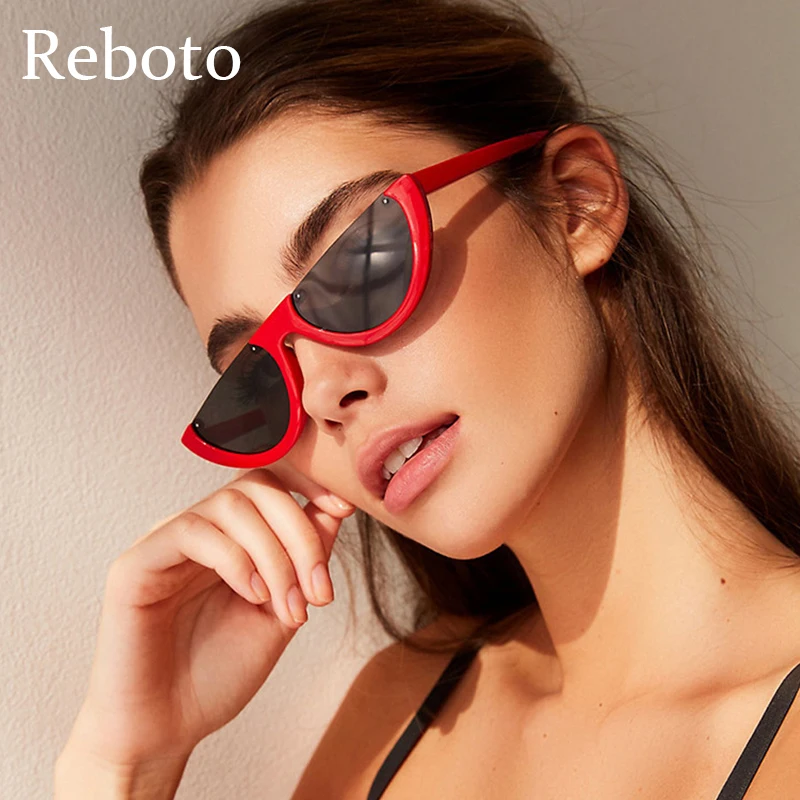 Fashion Cat Eye Sunglasses Women Vintage Small Half Frame Flat Top Sunglasses Female Eyewear Classic Shades Anti-glare UV400