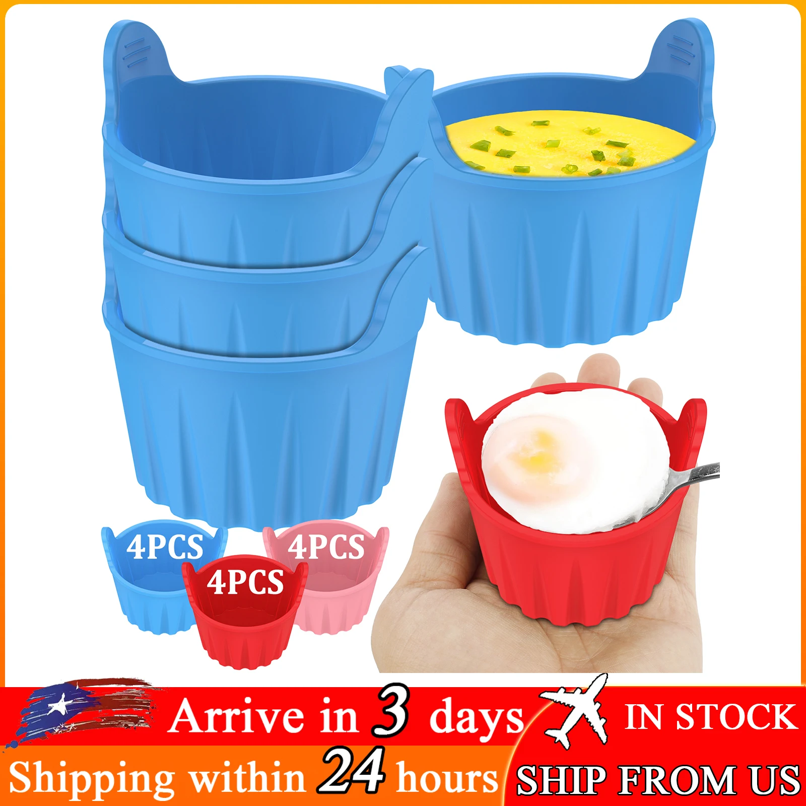 4/8Pcs Air Fryer Egg Poacher Food Grade Silicone Egg Poaching Cups Easy Release Round Silicone Ramekins Reusable Silicone