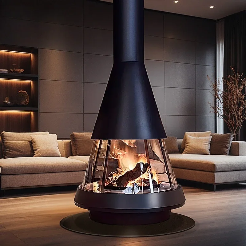 OEMFirewood burning hotel villa living room homestay heating hanging stove, wall hanging stove real fire burning wood