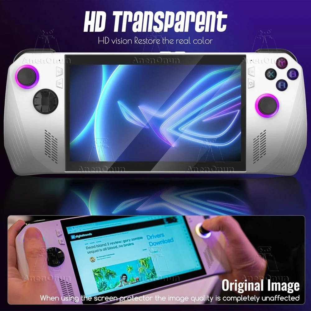 HD Shatterproof Tempered Glass for ROG Ally/ROG Ally X 2.5D Arc Edge 9H Hardness Anti-Scratch Anti-Fingerprint Screen Protector