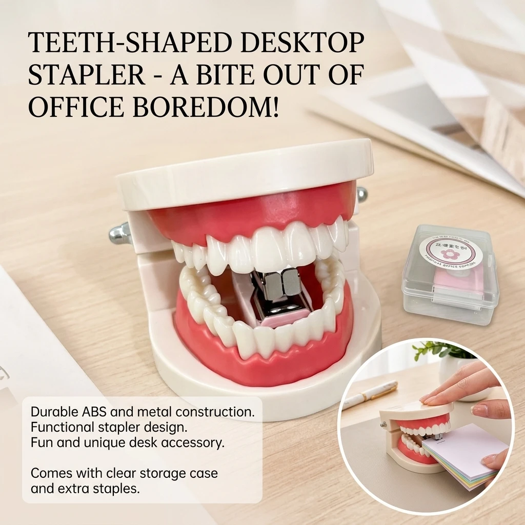 Mini Portable Fake Teeth Staple Model Stapler Creative Parody Prank Stationery Fun Student Personality Pose