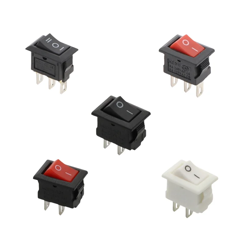 5/10Pcs Push Button Switch 10x15mm SPST 3Pin 3A 250V KCD11 Snap-in on/Off Mini Rocker Switch 10MM*15MM Black Red White DIY