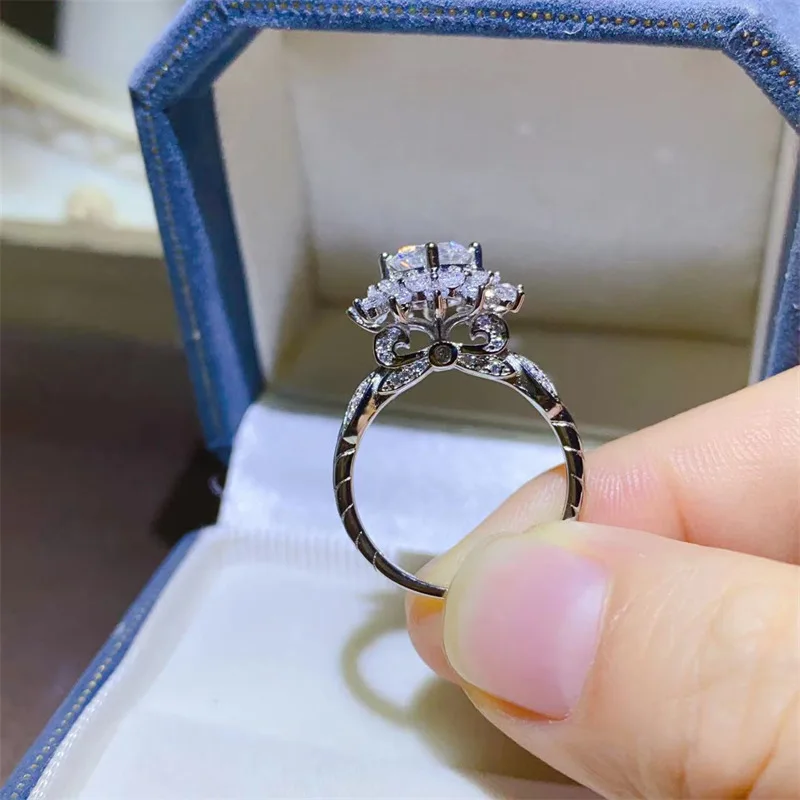 Luxury white gold solid platinum PT950 moissanite diamond ring AU750 platinum diamond women's ring couple ring