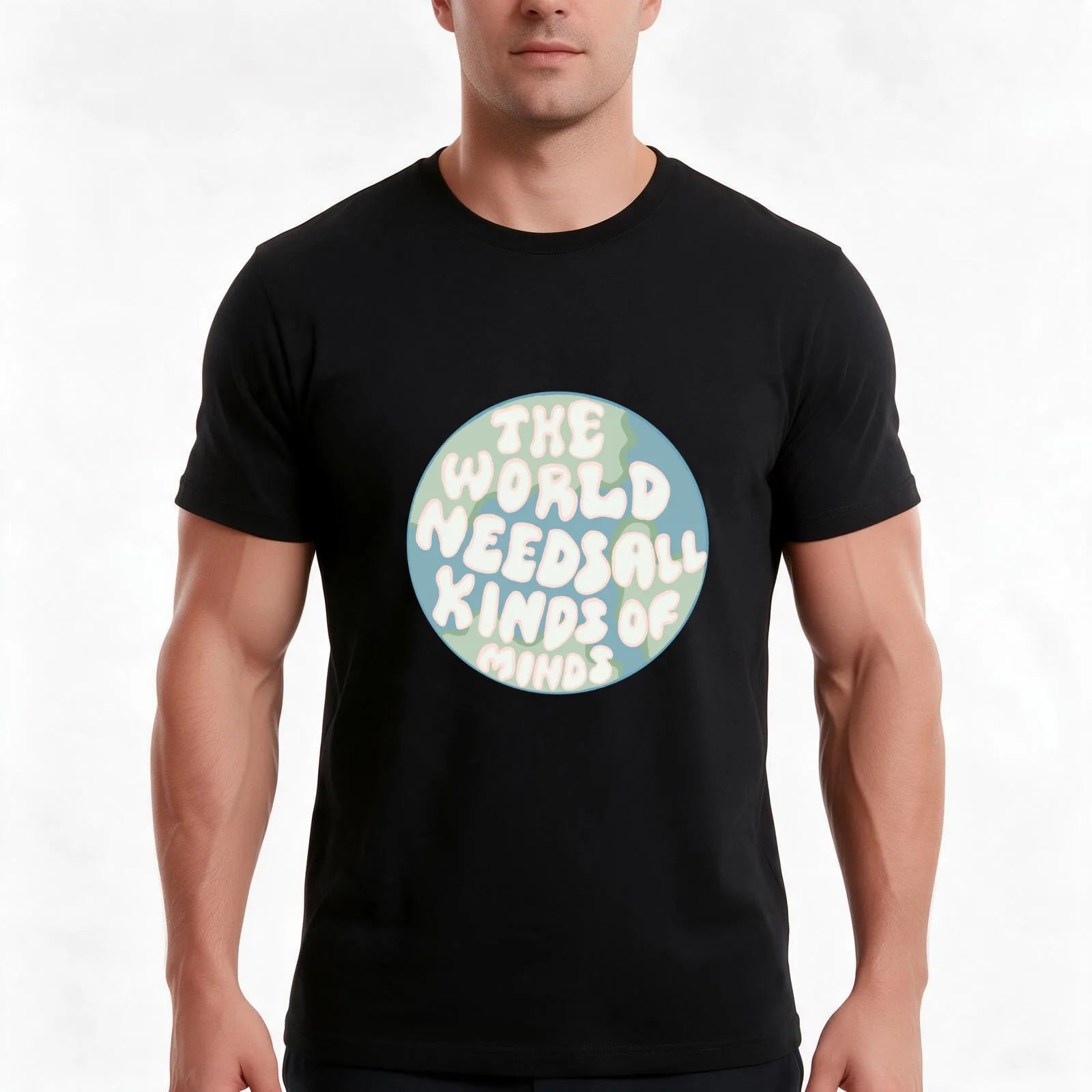the world needs all kinds of minds T-Shirt, Summer Casual Cotton Tee, Oversized Streetwear Tops, Vintage Graphic Print