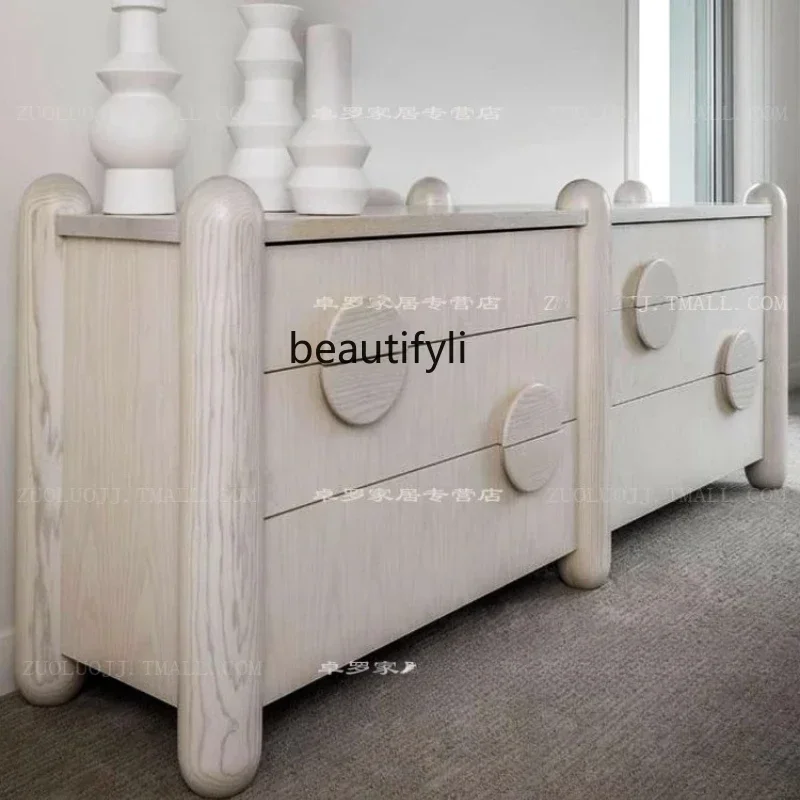 

Asmt52 Cream style dining side cabinet Post-modern simple storage chest cabinet Living room TV cabinet