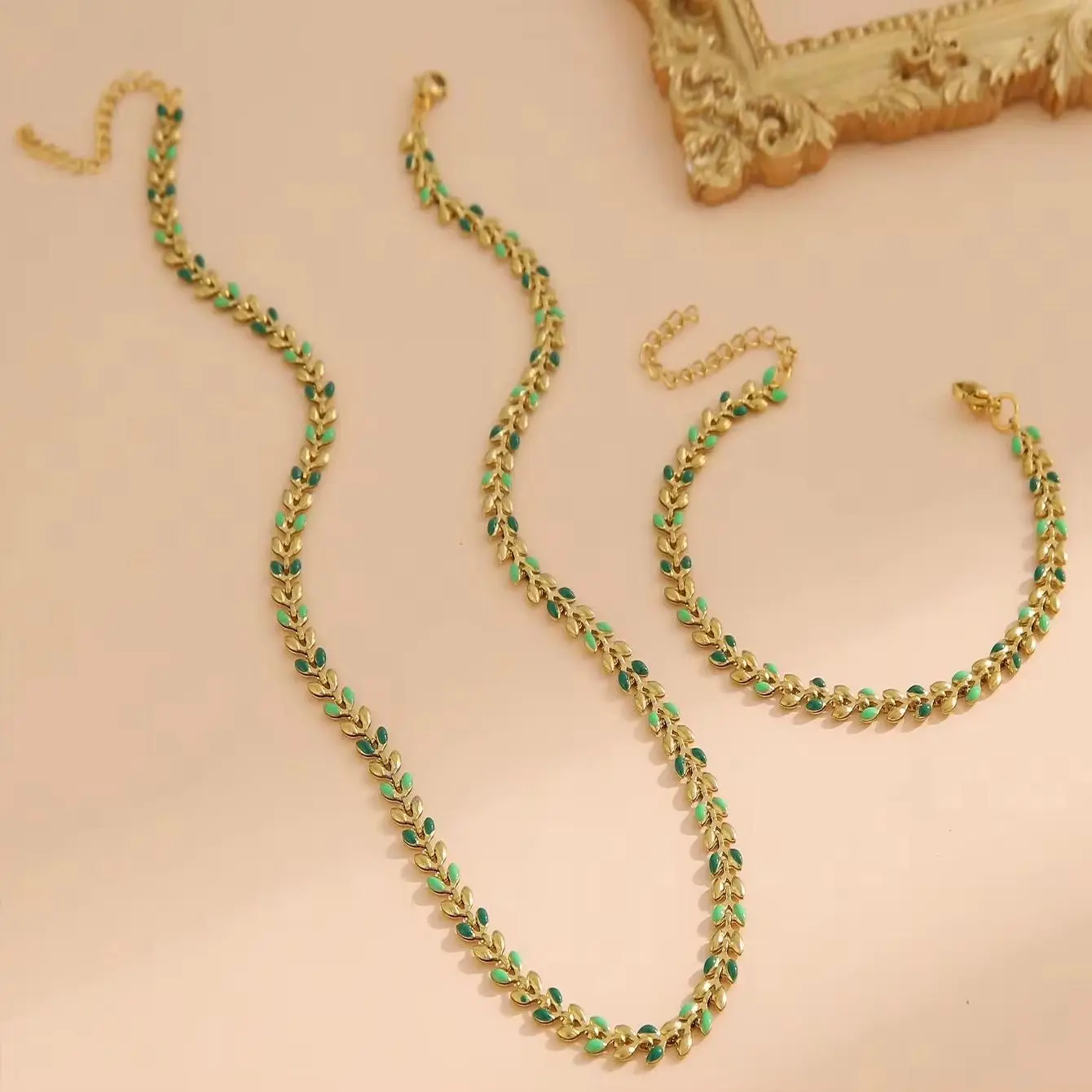 

Bracelets Necklaces Sets for Women Stainless Steel 18k Gold Plated Chain Women's Fashion Necklace Jewelry Set Gifts Daily wear