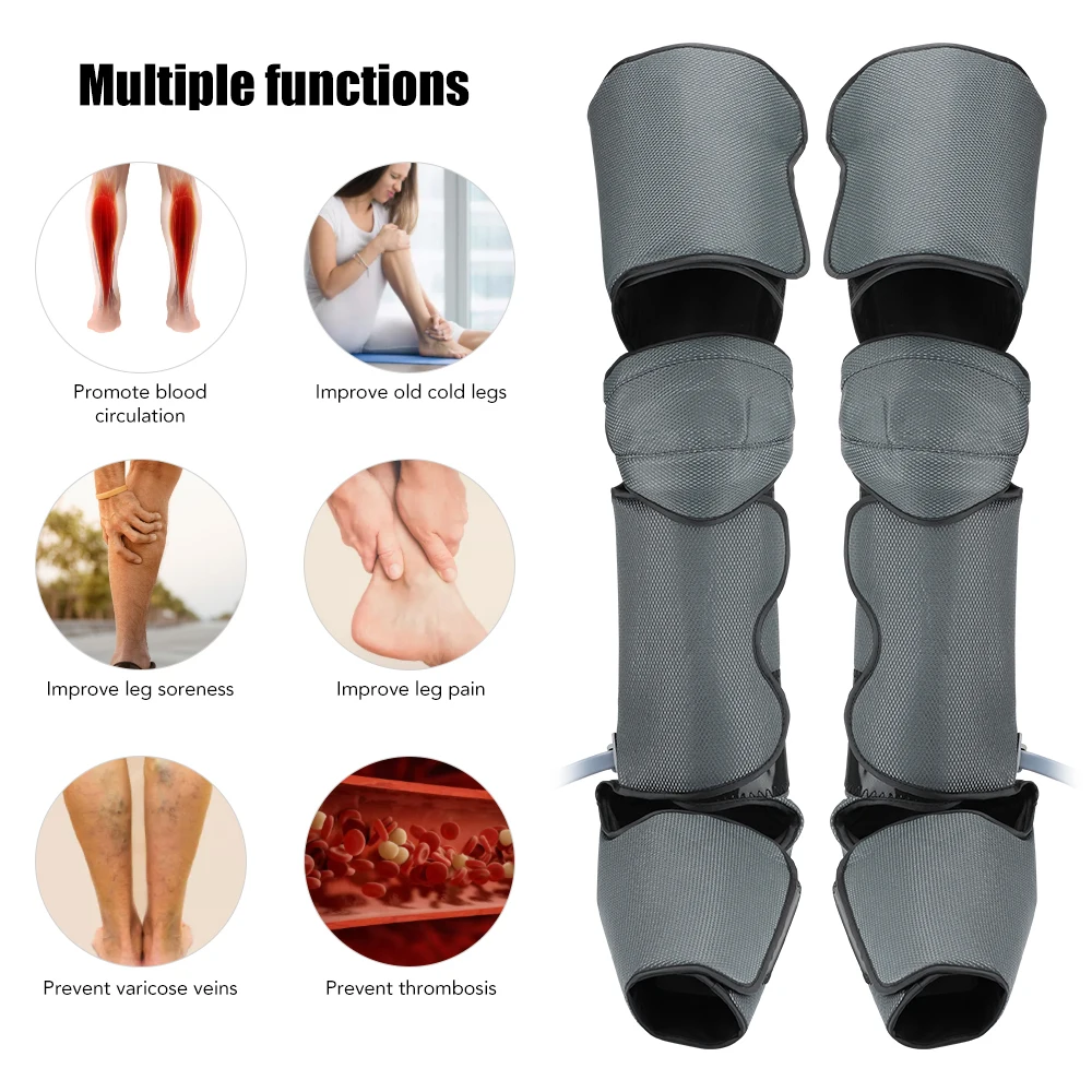 2 Levels Air Wave Leg Massager Knee Massage Machine Air Pressure Automatic Cycle Improve Lymphatic Drainage Blood Circulation