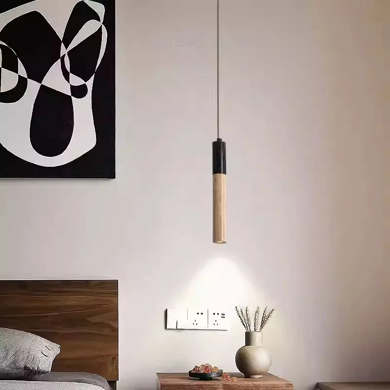 Led Chandelier Long Tube Pendant Lamp Bedroom Beside Light Yellow Cave Stone Lighting Fixture Changeable G9 Bulb Lights 110V 220 image 3