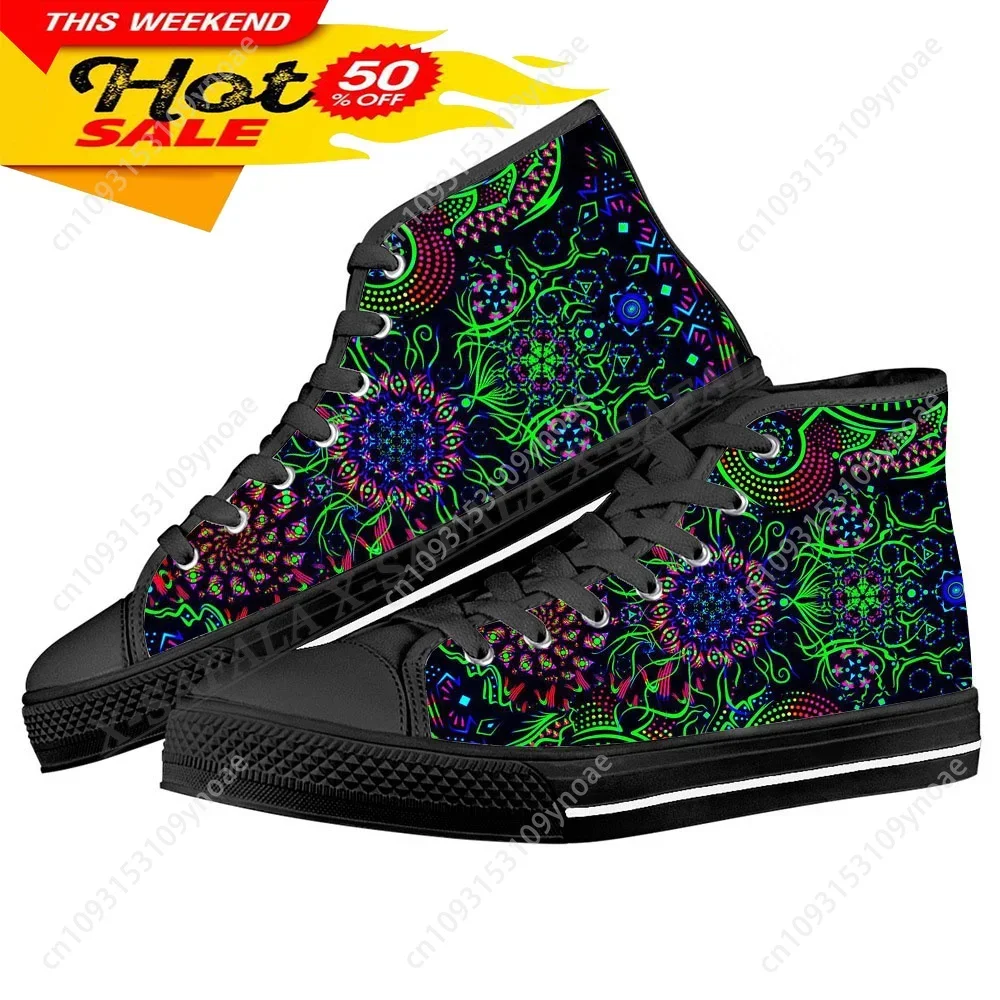 

Hippie Psychedelic Colorful Trippy Men Vulcanized Sneakers High Top Canvas Shoes Classic Design Men Flats Lace Up Footwear-9