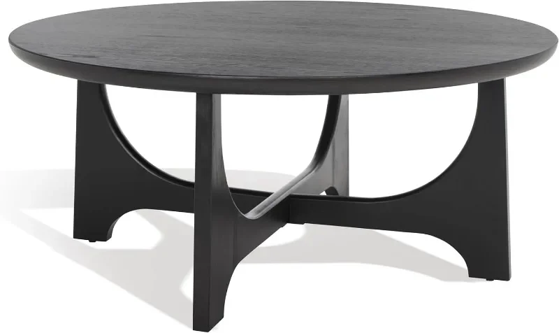 Table basse ronde contemporaine, fabriquée à partir d'un mélange de bois durable