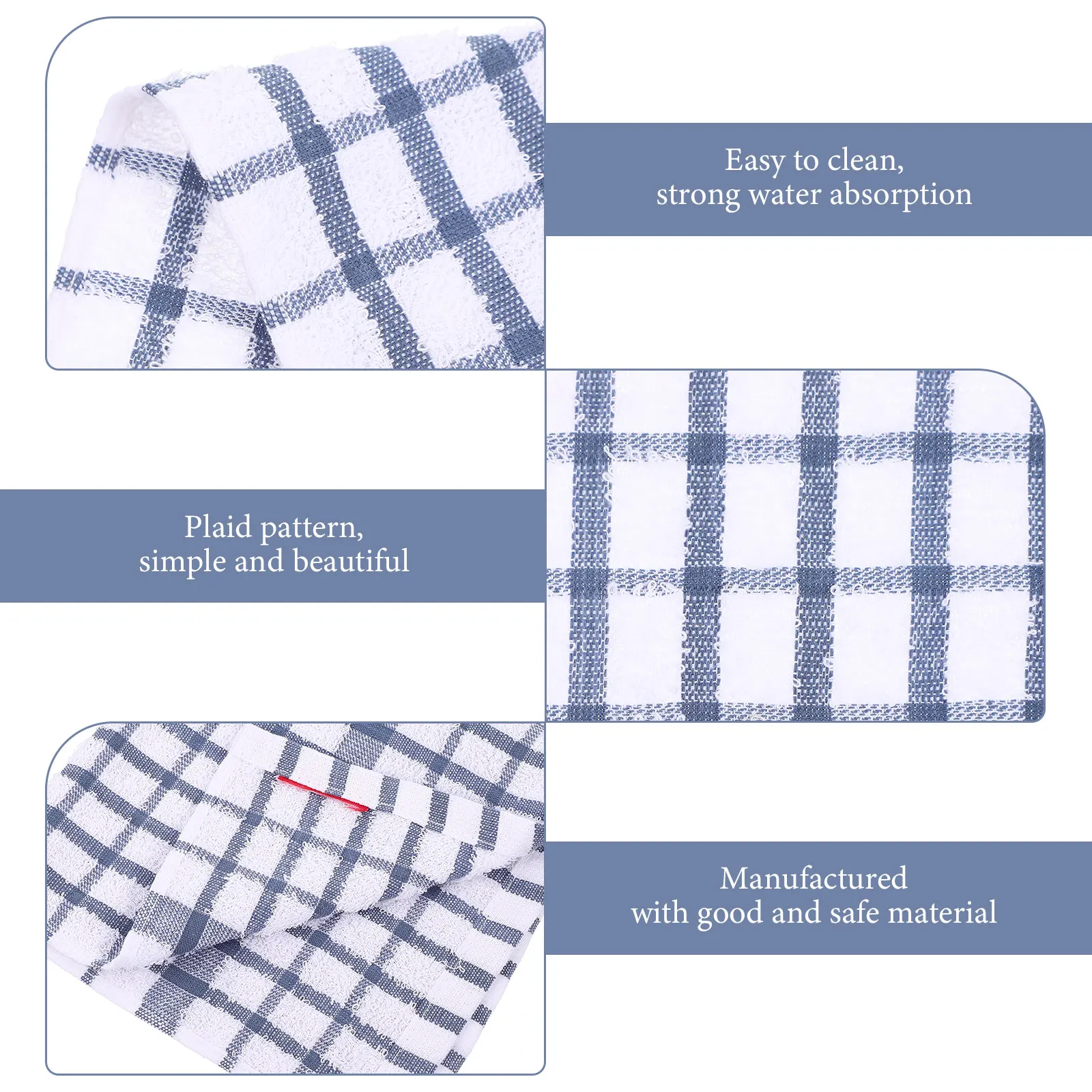 

3pcs Cotton Yarn Dish Towels Kitchen Dishcloths Strong Decontamination Multi-Use Wiping Rags Water Absorbent Supple Tea Towels