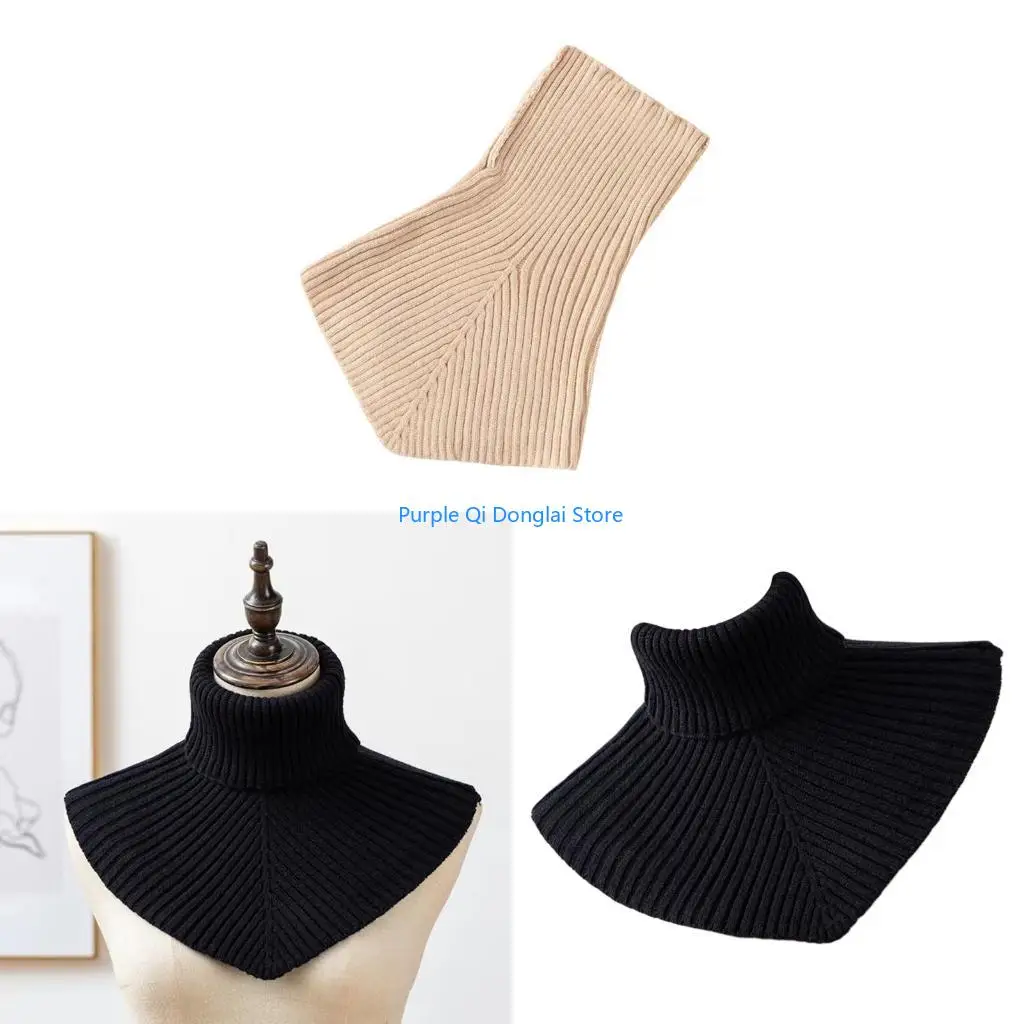L21E Winter Knitted Collar Women Knitted Turtleneck Scarf Shoulder Wrap Scarf for Fashionable Women