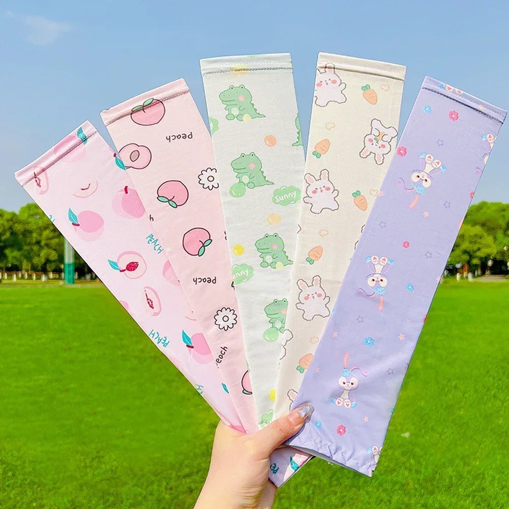 

Summer Children's Sunscreen Sleeves Cute Cartoon Animal Pattern Outdoor Sunscreen Breathable Ice Silk Sleeves Arm Sleeves