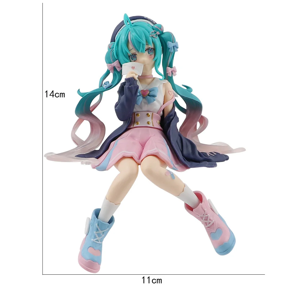 Nueva figura de Anime Hatsune Miku, sakura rosa, posición sentada, figura de acción de PVC, modelo de juguete, decoración, regalos coleccionables