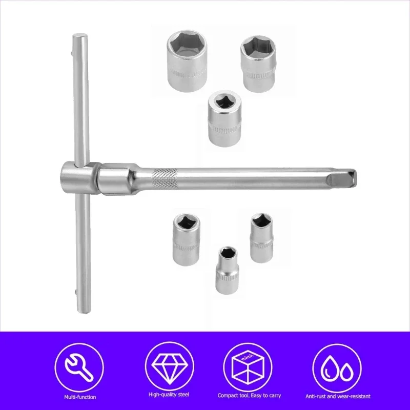 Compact T Handle Socket Set with 1/4 Inch Foldable Designs Wrench Versatile Tool Kits for Motorcycle Maintenance