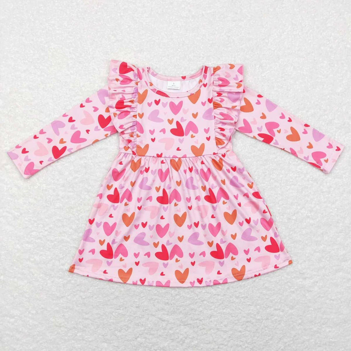 

Wholesale Valentine's Day Kids Twirl Dress Baby Girl Long Sleeves Hearts Love Clothing Children Spring Toddler Boutique Clothes