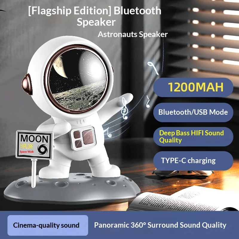 Portable Speaker Bluetooth Wireless Car Audio Astronaut Speaker Subwoofer Bluetooth Speaker Mini Speaker Decoration Stereo Gift