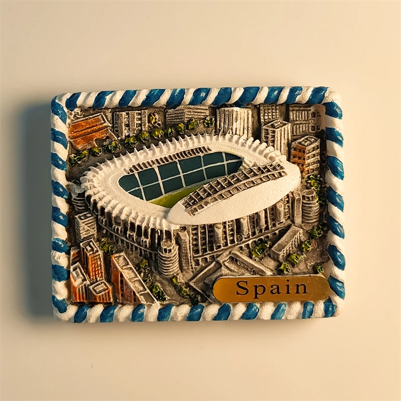 3D Painting Decoration Magnetic Fridge Stickers, Travel Souvenir, Spain Yago, Bernabeu Stadium, Collection Gift