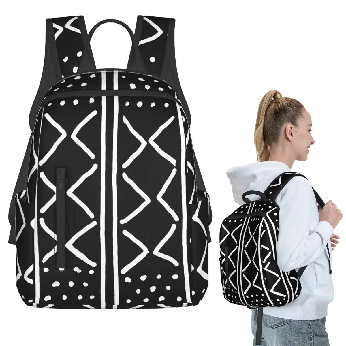 

Рюкзак из африканской черной ткани, студенческая сумка для книг, детская школьная сумка, сумки через плечо для ноутбука, мужские и женские сумки