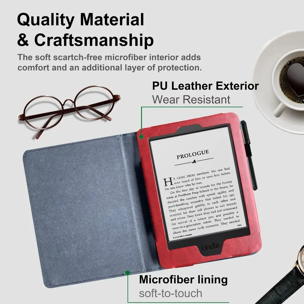 جراب واقٍ من الجلد الصناعي ، غلاف قلاب مضاد للخدش ، نحيف للغاية ، إغلاق مغناطيسي ، قارئ إلكتروني ، لمسة أوقد ، D01200 #4