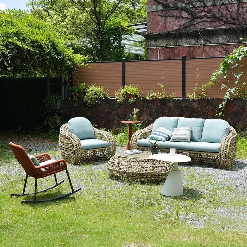 Outdoor Rattan Sofa & Leisure Chair Balcony Garden Terrace Courtyard