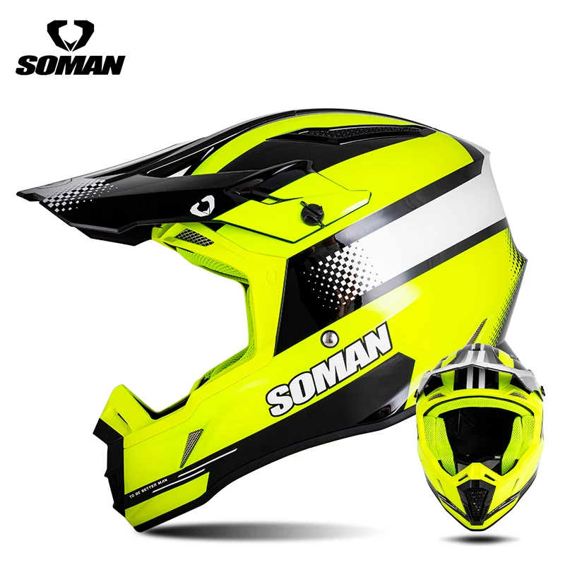 DOT SOMAN MOTOCROSS HELMET DUAL SPORT MOTOR CYCLE CASCO M11 - Image 2