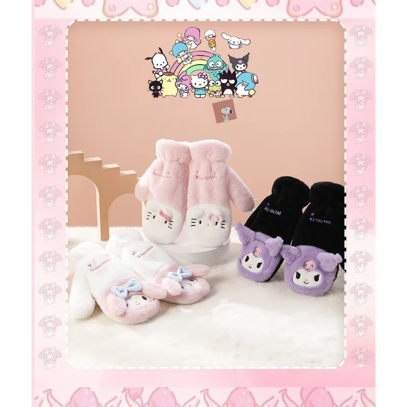 

Hello Kitty Winter Gloves for Women Warm Fleece Windproof Waterproof Cute Cartoon Riding Gloves