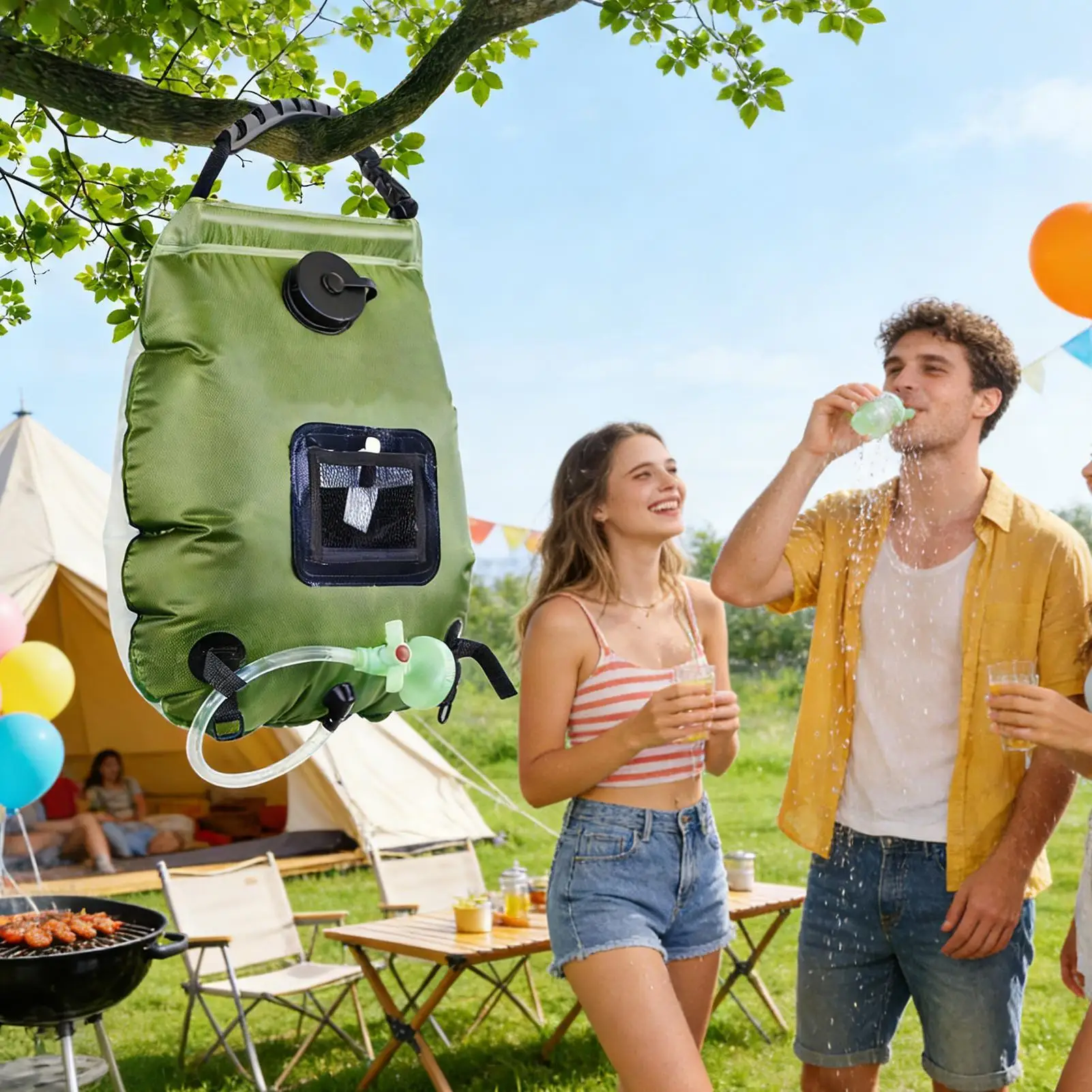 Portable Shower For Camping 5 Gallon/20L Removable Solar Bath Tool With Shower Head And Hose Outside Camp Shower For Outdoor