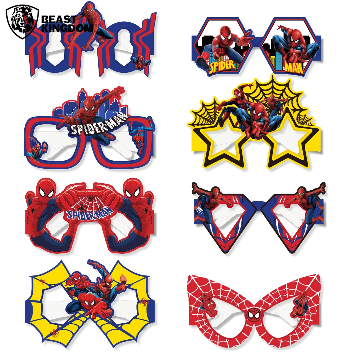 BEAST KINGDOM 8 Pcs Spiderman Glasses Photo Props Sets Birthday Party Supplies Hero Theme Cosplay Props Halloween Dress Up Gifts