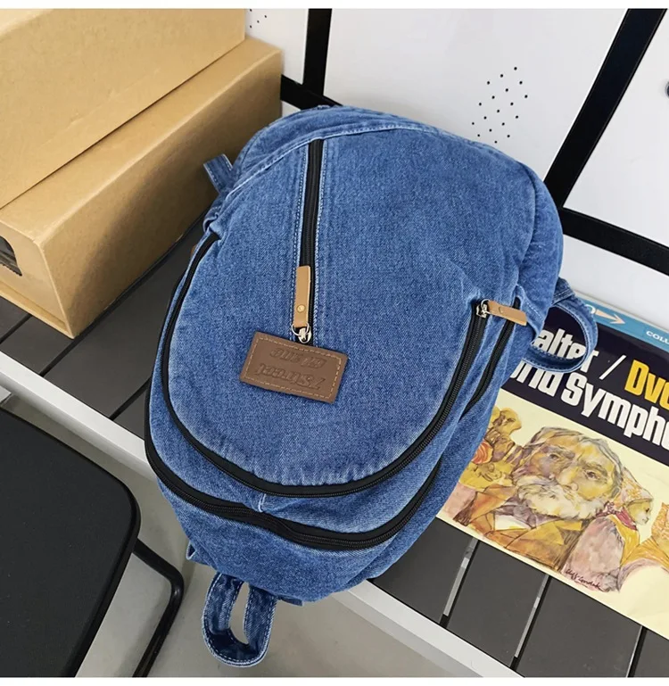 2023 Cool Cowboy Women Backpack Large Capacity Denim Schoolbag For Teenage Girls Backpacks Travel Female Rucksack Mochila Blue