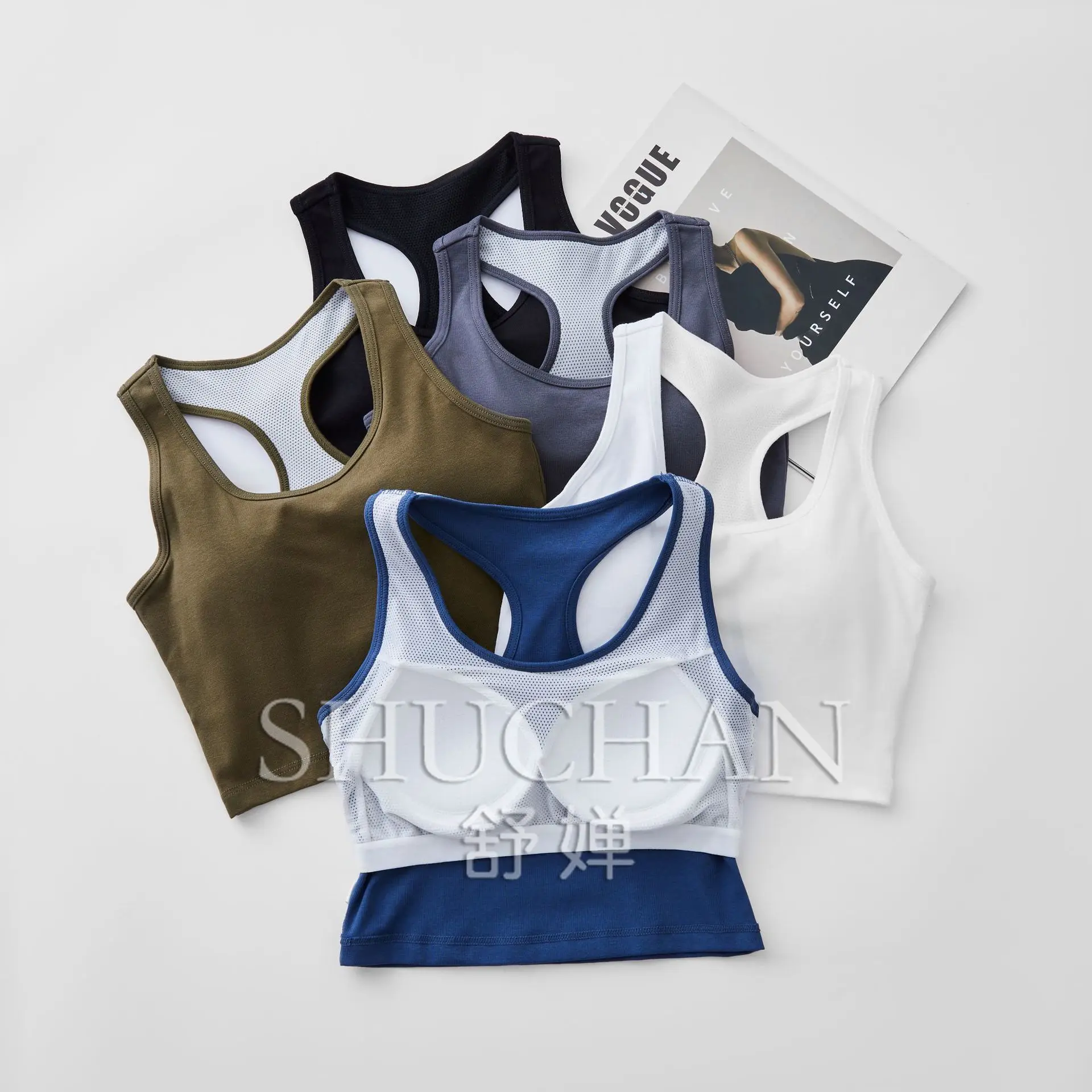 ใหม่เสื้อกล้ามสีขาวเสื้อกล้ามสลิงสําหรับผู้หญิงสามารถสวมใส่นอกและภายในชุดชั้นในด้านล่างโยคะ Motion Sport