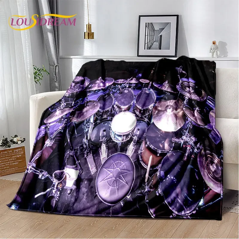 Drum Kit Music Instruments Drum Set Soft Plush Blanket,Flannel Blanket Throw Blanket for Living Room Bedroom Bed Sofa Picnic Kid