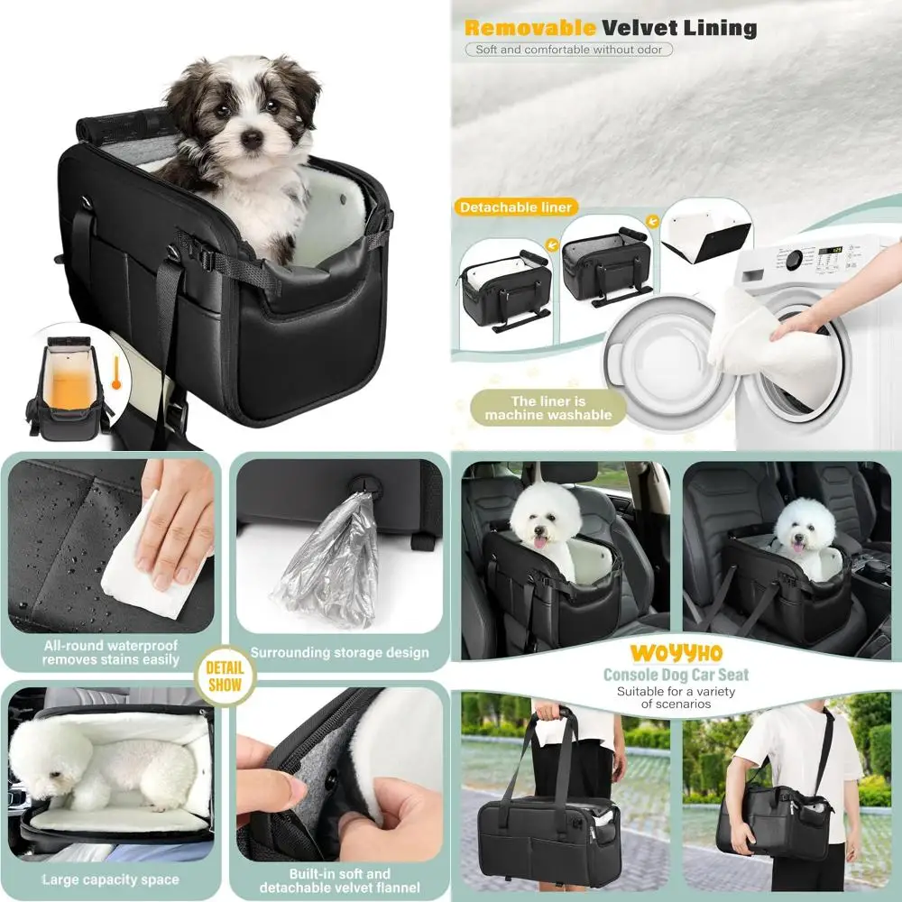 

Luxury Small Dog Car Seat with Removable Velvet Liner, Waterproof, Anti-Slip, Easy Install for Stability
