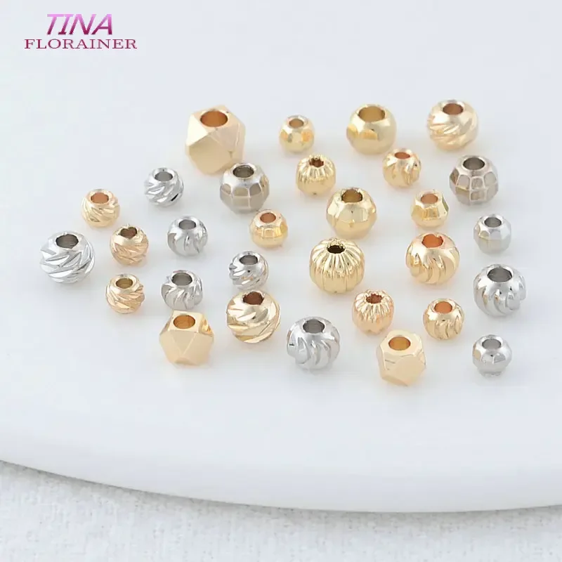 50PCS 2.5MM 3MM 4MM 5MM 6MM 14K Gold Color Brass Round Beads Spacer Beads Bracelet High Quality Diy Jewelry Accessories