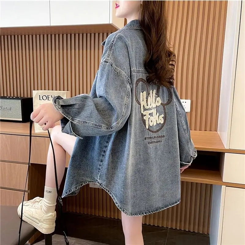 

Spring Denim Coat Female New Korean Version of The Foreign Style with Lazy Wind Jacket