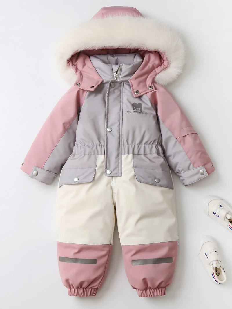LILIGIRL Childrens Clothes  Winter Snowsuit Boys Fur Lining Overalls Thicken Kids Snowsuit Hooded Ski Suit Girls Warm Jumpsuit