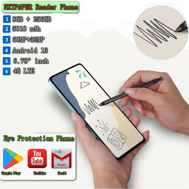 New Arriving 8GB+256GB TCL 40 Nextpaper reader Phone Reading Smartphone Ereader 5010 mAH 6.78 inches Fingerprint Dual SIM