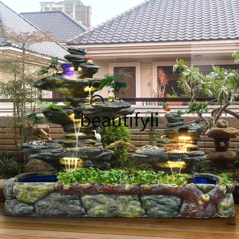 

Rockery flowing water fountain ornament floor-to-ceiling livingroom feng shui wheel lucky courtyard garden,fish pond landscaping