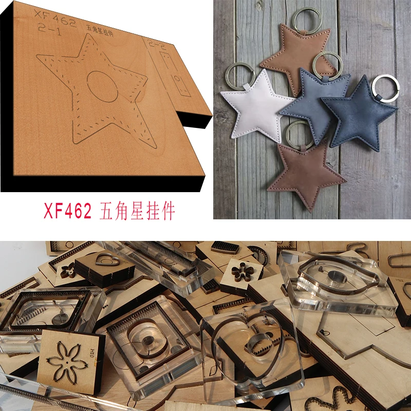 New Japan Steel Blade Wooden Die Star pendant Leather Craft Punch Hand Tool Cut Knife Mould XF462  leather craft tools