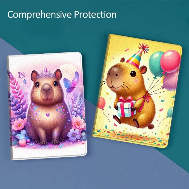 

Popular Art Flower Capybara For Huawei MediaPad T5 T10s M6 M5Lite SE Honor Tab 5 6 7 V7 V8 X8a X9a Pro Soft Tablet Case Gift