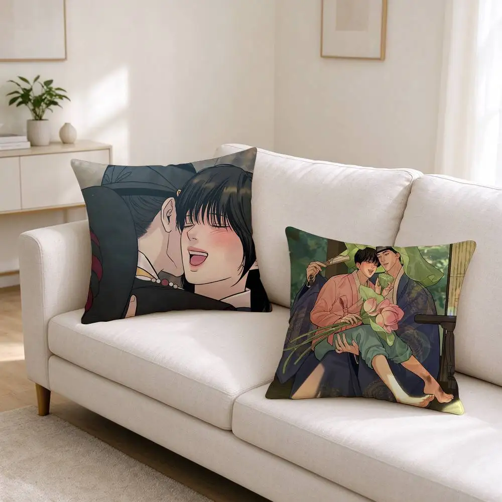 V-Vintage Korean P-Painter of the Night  Square Double-Sided printed Pillow Case Bedroom Bedside Pillow Sofa Cushion Cover